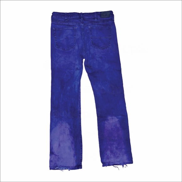 1/1 purple jeans with bleached and sewed on design - Picture 6 of 6